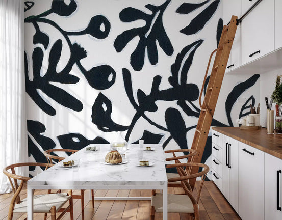 Ink Bloom Botanical Silhouette Wall Mural