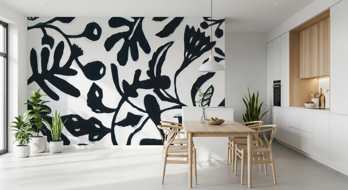 Ink Bloom Botanical Silhouette Wall Mural