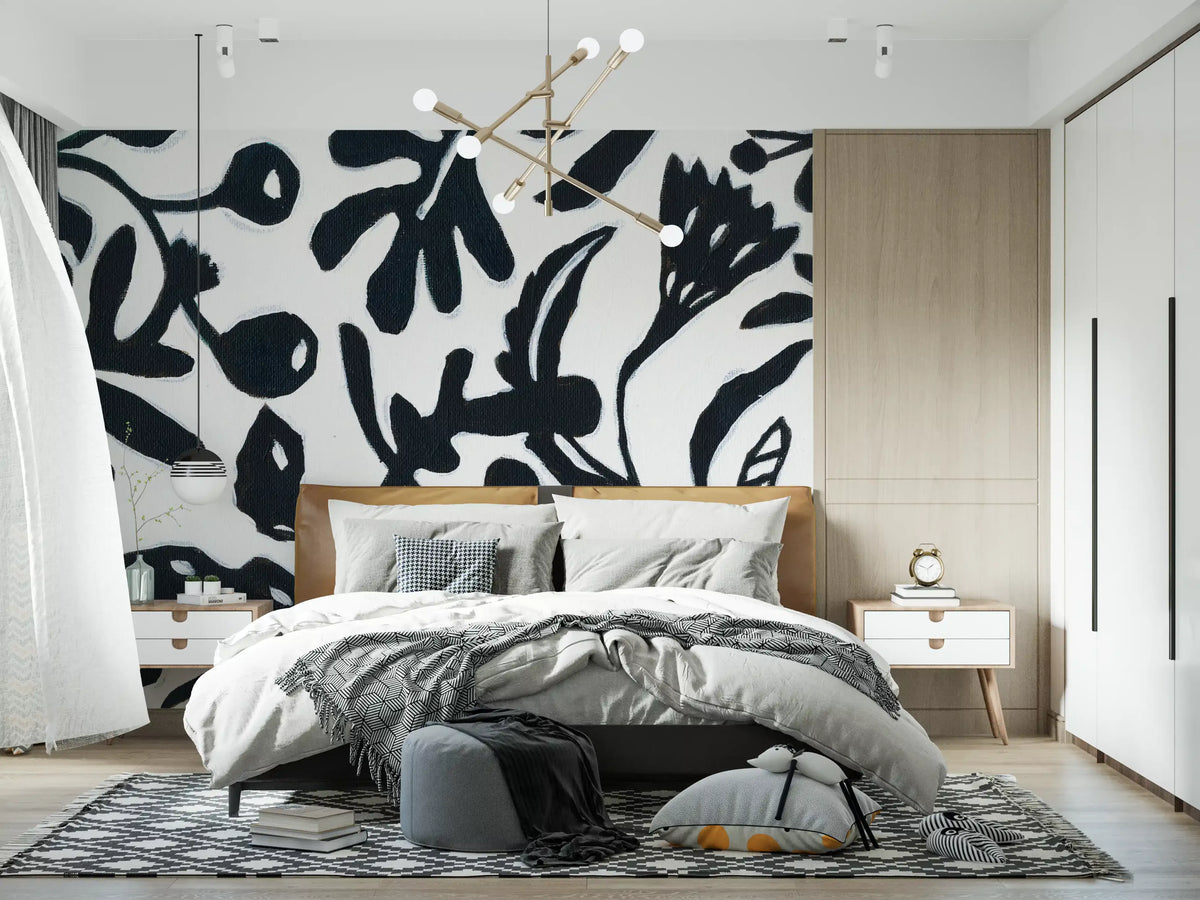 Ink Bloom Botanical Silhouette Wall Mural