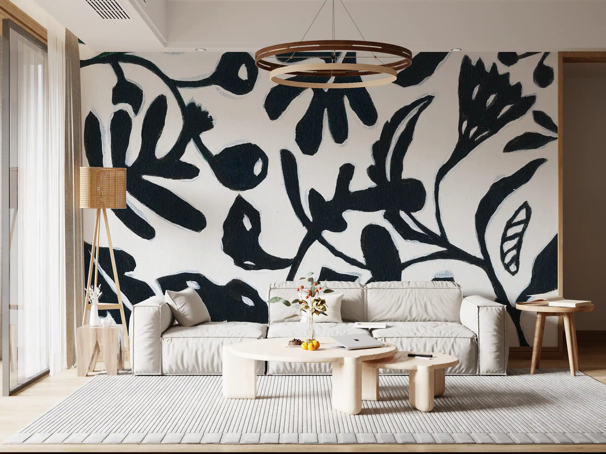 Ink Bloom Botanical Silhouette Wall Mural
