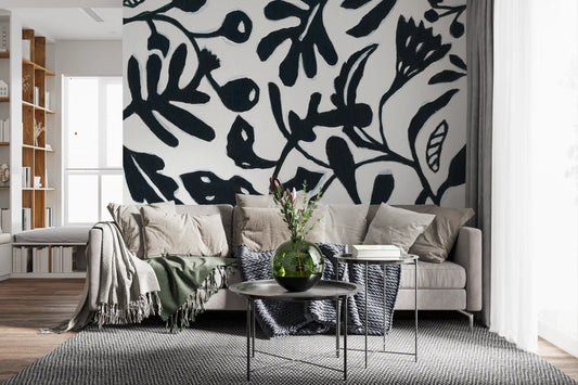 Ink Bloom Botanical Silhouette Wall Mural