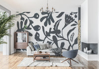 Ink Bloom Botanical Silhouette Wall Mural