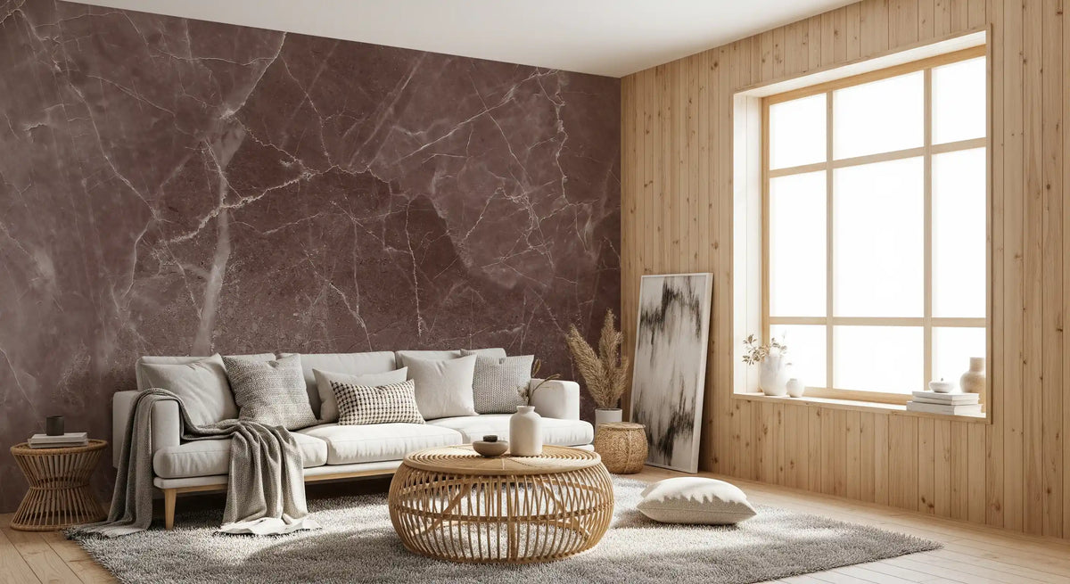 Rustic Earthy Brown Stone Slab Wall Mural