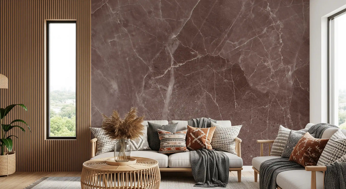 Rustic Earthy Brown Stone Slab Wall Mural