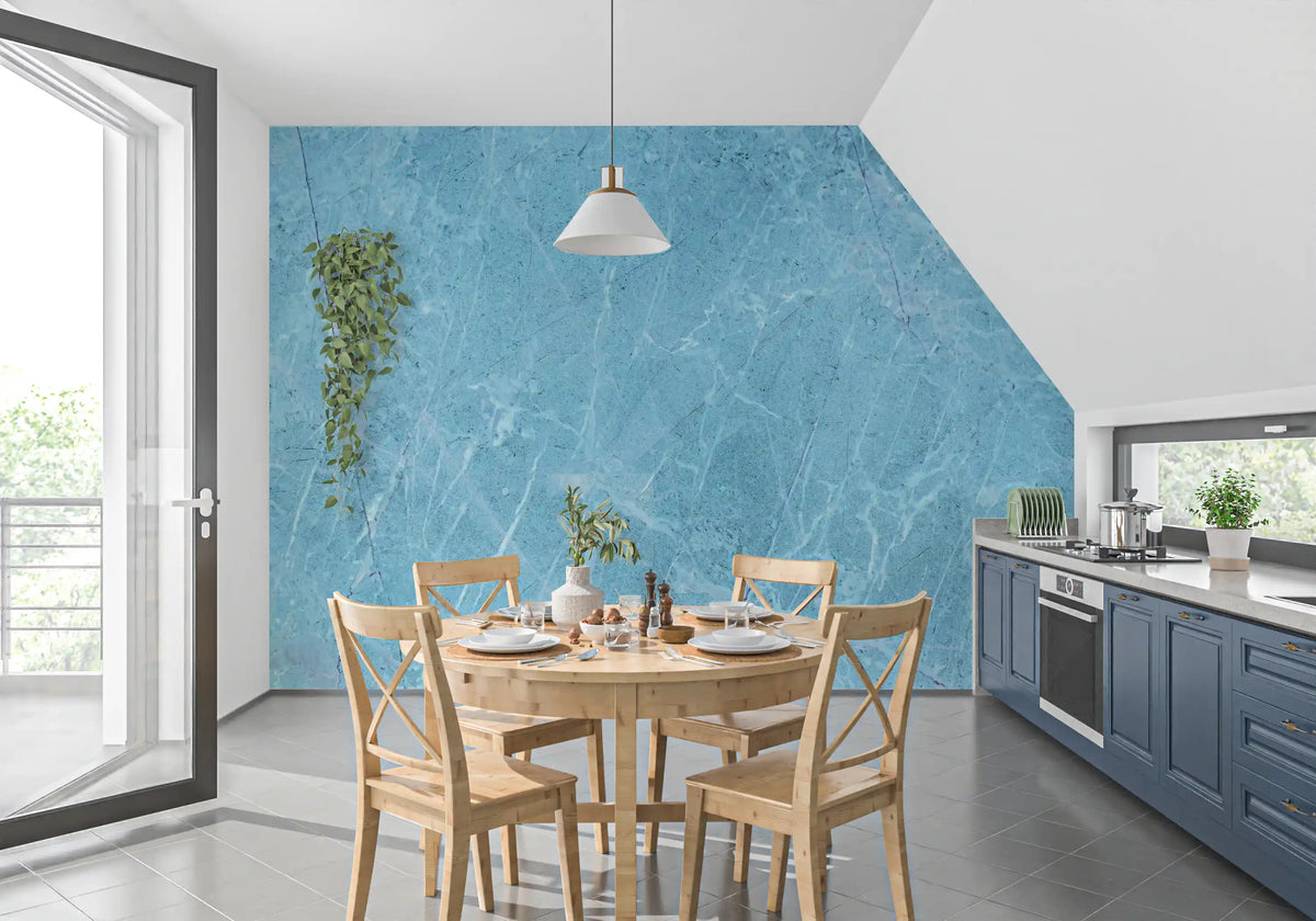 Serene Azure Marble Texture Wall Mural