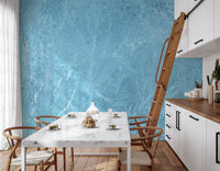 Serene Azure Marble Texture Wall Mural