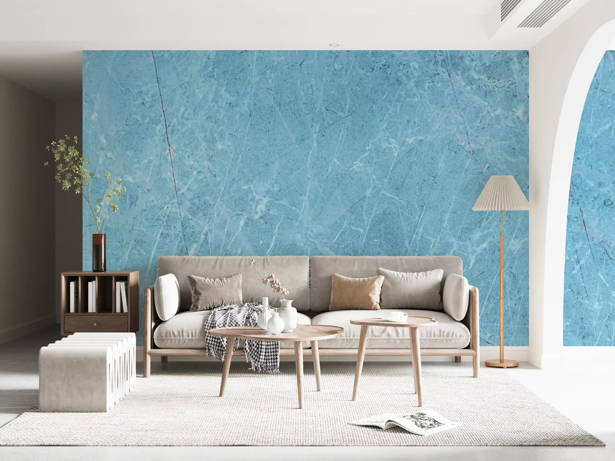 Serene Azure Marble Texture Wall Mural