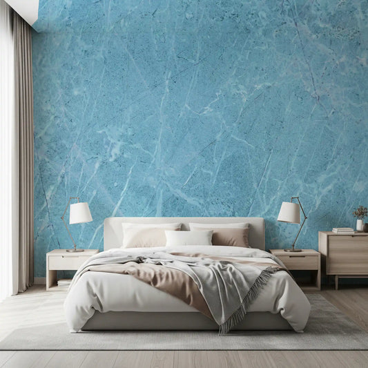 Serene Azure Marble Texture Wall Mural