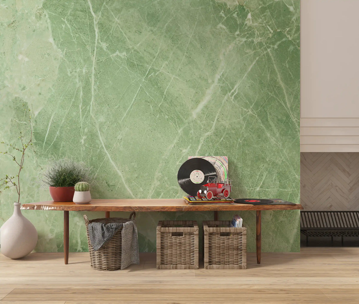 Emerald Stone Vein Texture Wall Mural