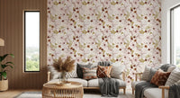 Pink Rustic Garden Watercolor Pattern Wallpaper⁠