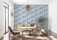 Alpine Botanical Silhouettes - Blue Wallpaper⁠