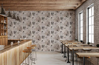 Alpine Botanical Silhouettes - Brown Wallpaper⁠