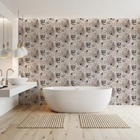 Alpine Botanical Silhouettes - Brown Wallpaper⁠