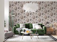 Alpine Botanical Silhouettes - Brown Wallpaper⁠