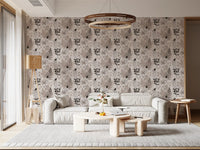 Alpine Botanical Silhouettes - Brown Wallpaper⁠