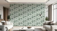Alpine Botanical Silhouettes - Green Wallpaper⁠