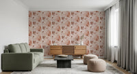 Alpine Botanical Silhouettes - Rusty Red Wallpaper⁠