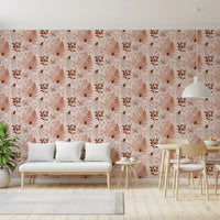 Alpine Botanical Silhouettes - Rusty Red Wallpaper⁠