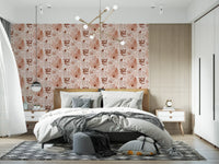 Alpine Botanical Silhouettes - Rusty Red Wallpaper⁠