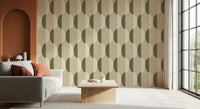 Mid Century Oval Wallpaper Cream Olive Wallpaper⁠