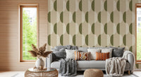 Mid Century Oval Wallpaper Cream Olive Wallpaper⁠