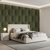 Mid Century Oval Wallpaper Olive Moss Wallpaper⁠