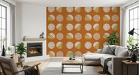 Burnt Orange Mustard Circles Wallpaper Mid Century Wallpaper⁠