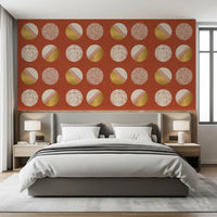 Rust Red Mustard Circles Wallpaper Mid Century Wallpaper⁠
