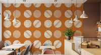 Burnt Orange Cream Circles Wallpaper Mid Century Wallpaper⁠
