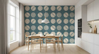 Dusty Teal Cream Circles Wallpaper Mid Century Wallpaper⁠