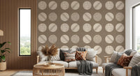Warm Taupe Cream Circles Wallpaper Mid Century Wallpaper⁠
