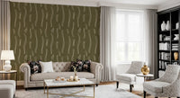 Olive Green Wavy Stripe Wallpaper Mid Century Wallpaper⁠