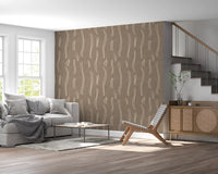 Warm Taupe Wavy Stripe Wallpaper Mid Century Wallpaper⁠