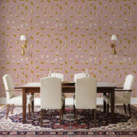 Blush Pink Abstract Shapes Wallpaper Mid Century Wallpaper⁠