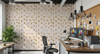 Cream Mustard Abstract Shapes Wallpaper Mid Century Wallpaper⁠