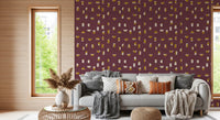 Burgundy Abstract Shapes Wallpaper Mid Century Wallpaper⁠
