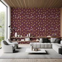 Burgundy Abstract Shapes Wallpaper Mid Century Wallpaper⁠