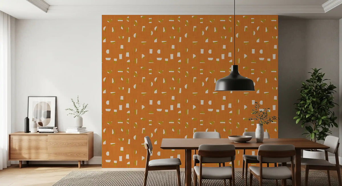 Burnt Orange Abstract Shapes Wallpaper Mid Century Wallpaper⁠