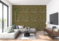 Olive Green Abstract Shapes Wallpaper Mid Century Wallpaper⁠