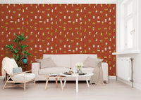 Rust Red Abstract Shapes Wallpaper Mid Century Wallpaper⁠