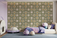 Sage Green Moon Phase Wallpaper Mid Century Wallpaper⁠
