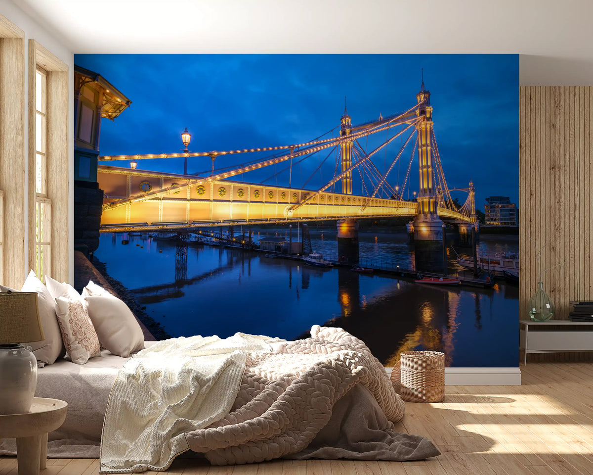Riverside Twilight Architecture Wall Mural