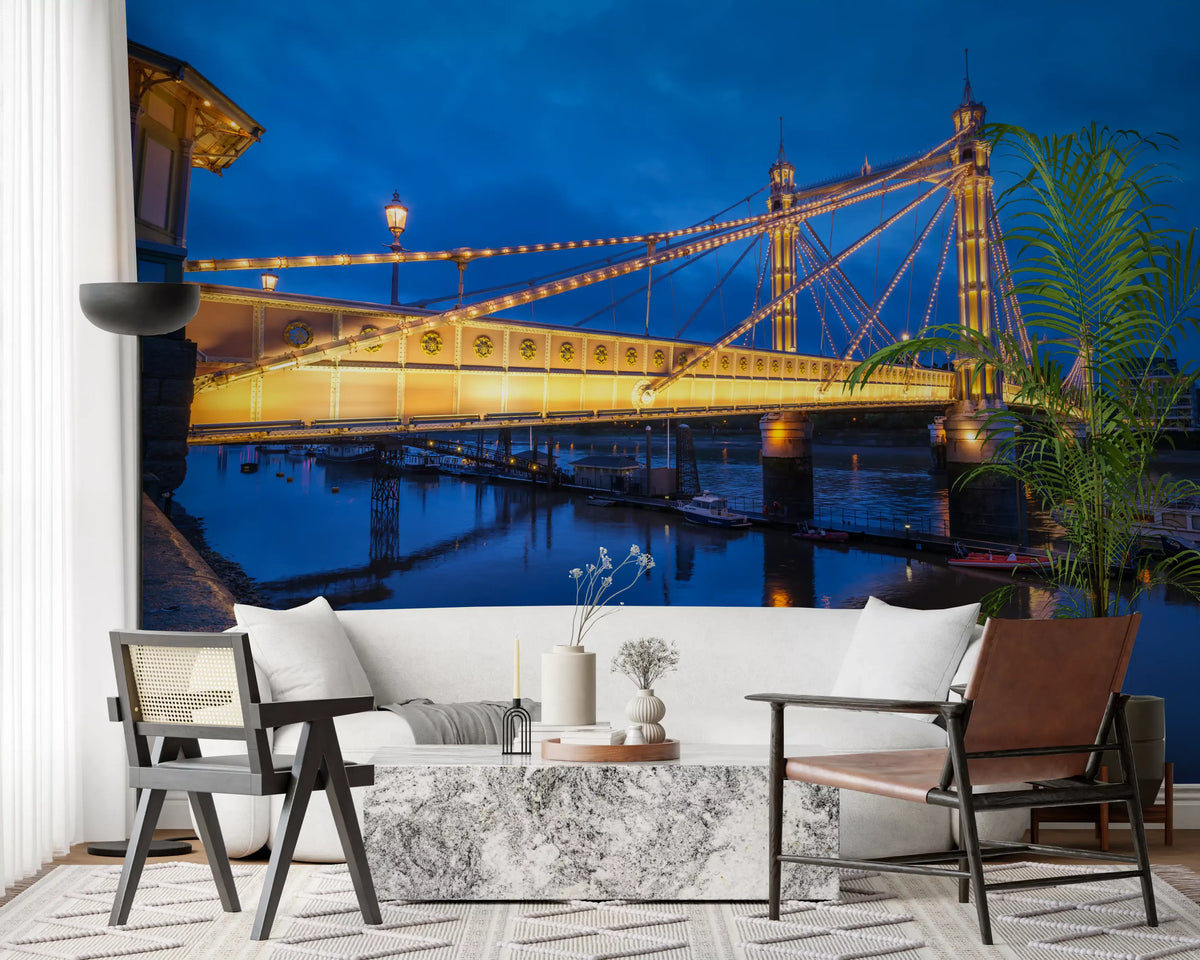 Riverside Twilight Architecture Wall Mural