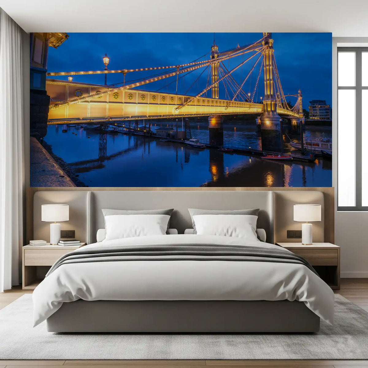 Riverside Twilight Architecture Wall Mural