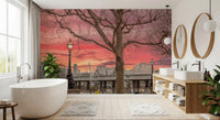 Fiery Dusk Over London Embankment Wall Mural