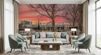 Fiery Dusk Over London Embankment Wall Mural
