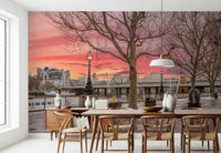 Fiery Dusk Over London Embankment Wall Mural