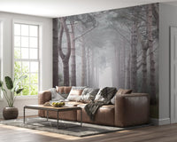 Enchanted Foggy Pine Corridor Wall Mural