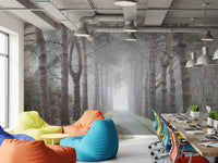 Enchanted Foggy Pine Corridor Wall Mural