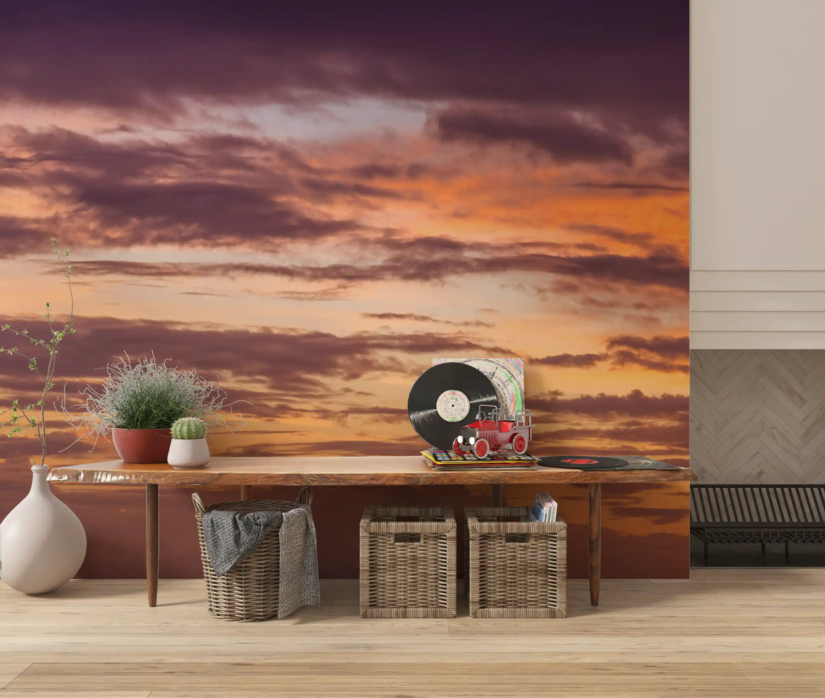 Fiery Sunset Horizon Wall Mural
